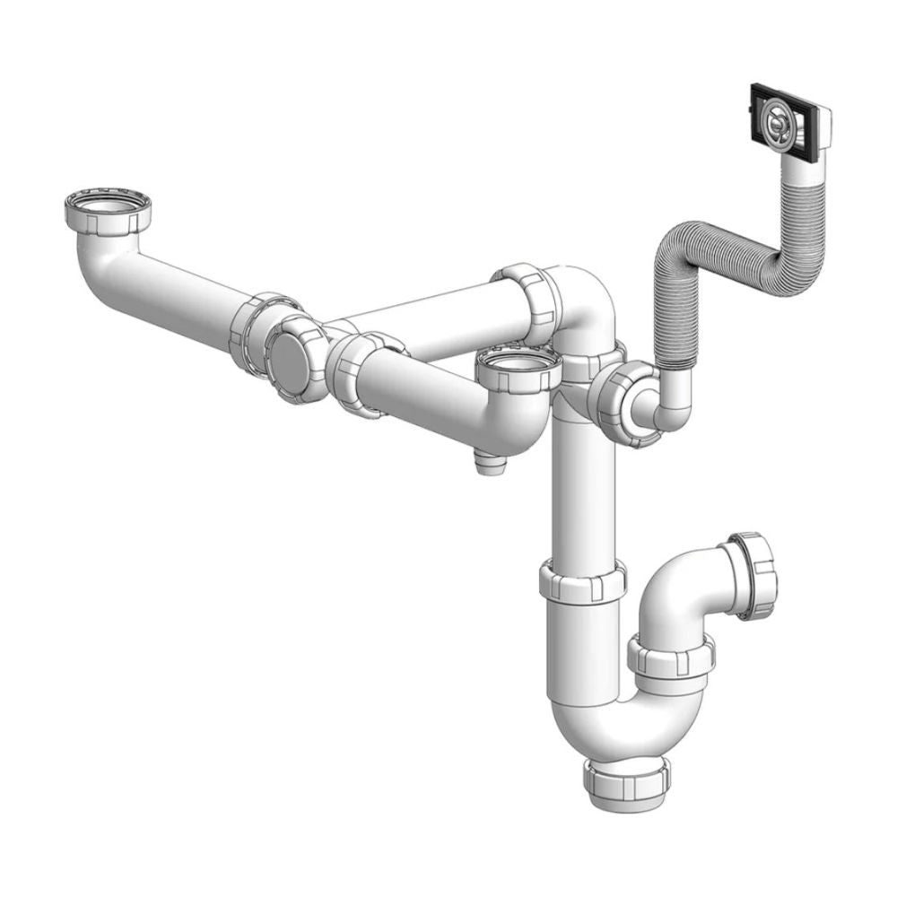 SIFÓN DOBLE C/VALVULA AHORRAESPACIO