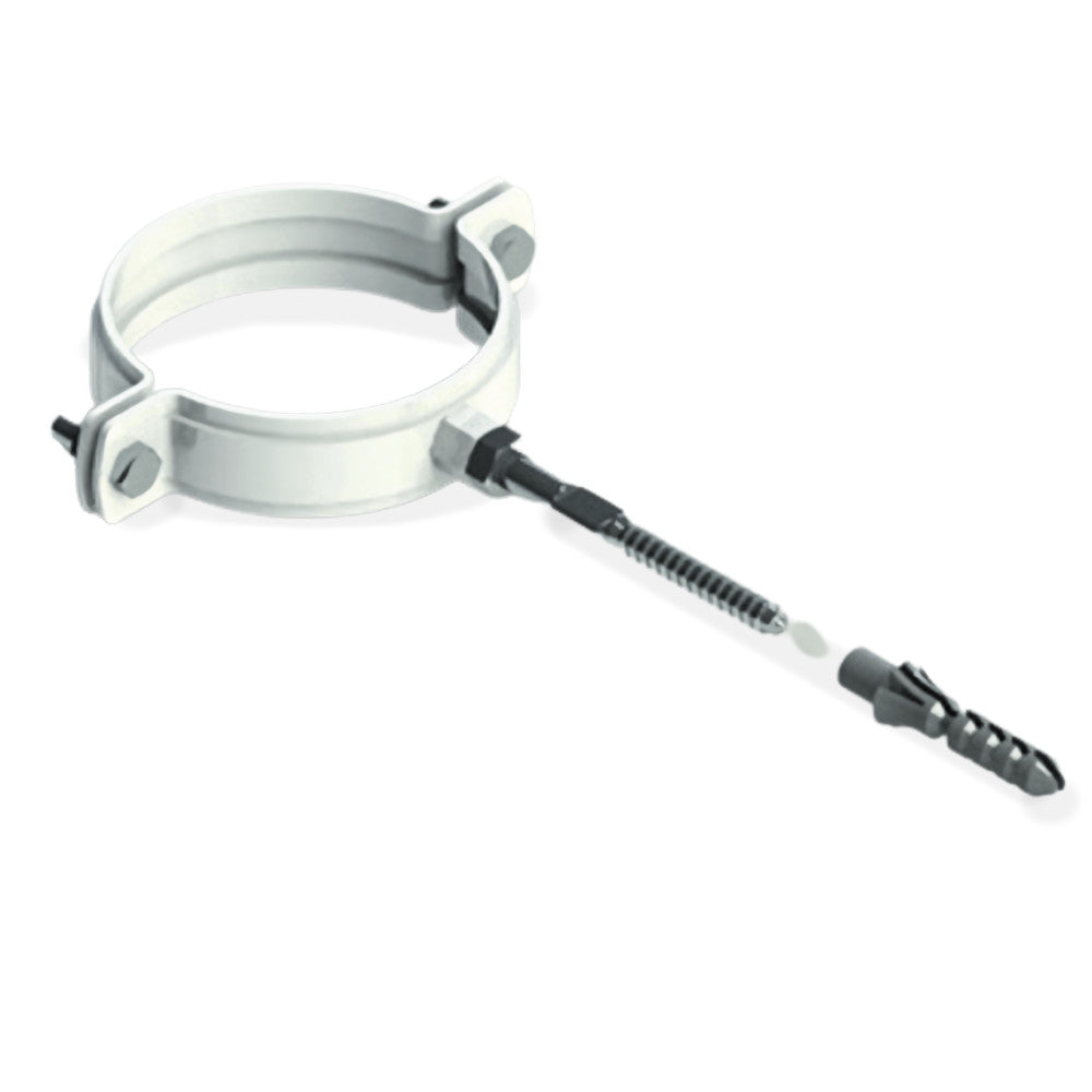 ABRAZADERA A PARED EN ACERO BLANCO - DIAMETRO 100MM