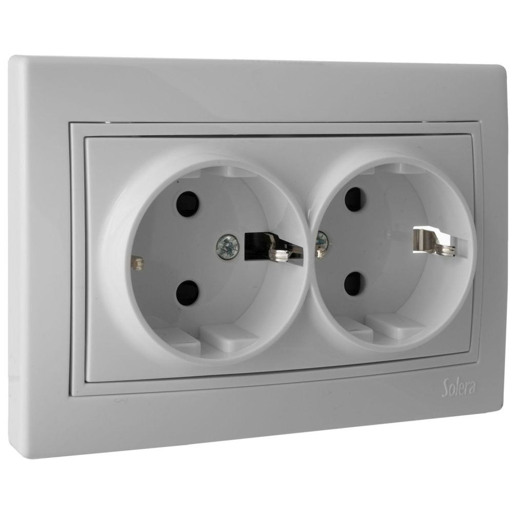 DOBLE BASE ENCHUFE CON TT BLANCO EUROPA