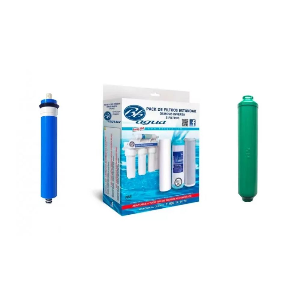 KIT 3 CARTUCHOS OSMOSIS+MEMBRANA 50GPD