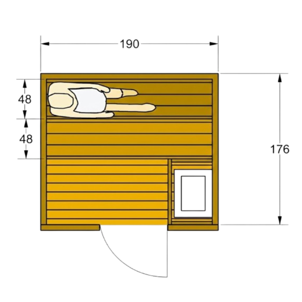 SAUNA ABETO+FRONTAL ALUMINIO+CRISTAL 190*176*210 PLUG & PLAY