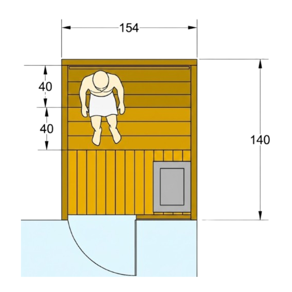 SAUNA ABETO+FRONTAL ALUMINIO+CRISTAL 154*140*210 PLUG & PLAY