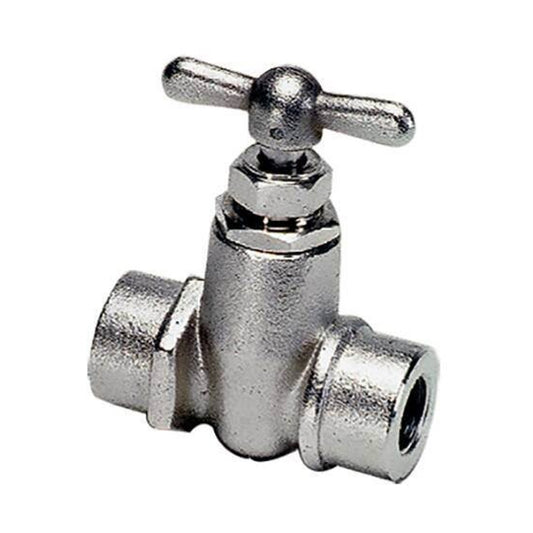 VÁLVULA DE AGULHA DE 1/8", LATÃO NIQUELADO 