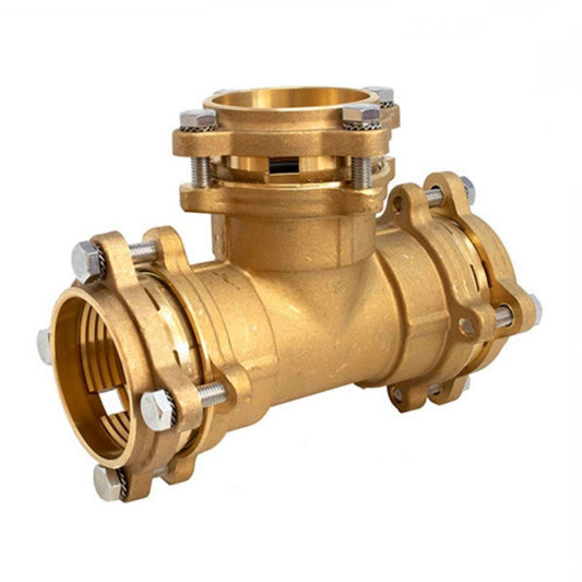 PARAFUSO DE APERTO IGUAL EM T DE LATÃO PARA TUBO PE 90-90-90