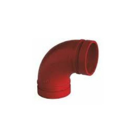 SISTEMA DE COTOVELO RANHURADO EM FERRO DÚCTIL VERMELHO 4" - 90º 