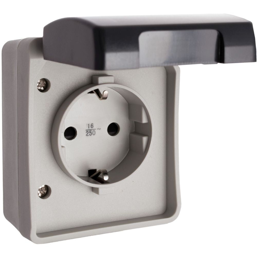 BASE ENCHUFE 2 POLOS + T, 16A, 250V, IP44