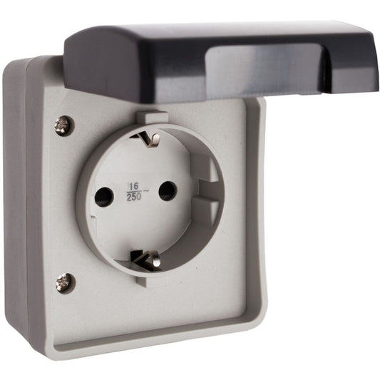 BASE ENCHUFE 2 POLOS + T, 16A, 250V, IP44