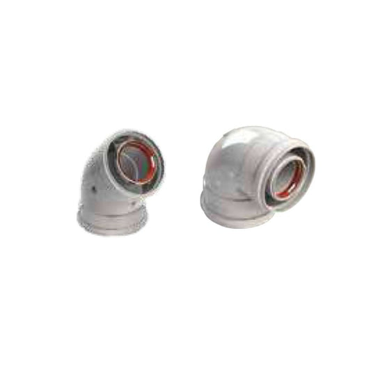 CODO DE 90º COAXIAL 60/100MM M-H ALUMINIO