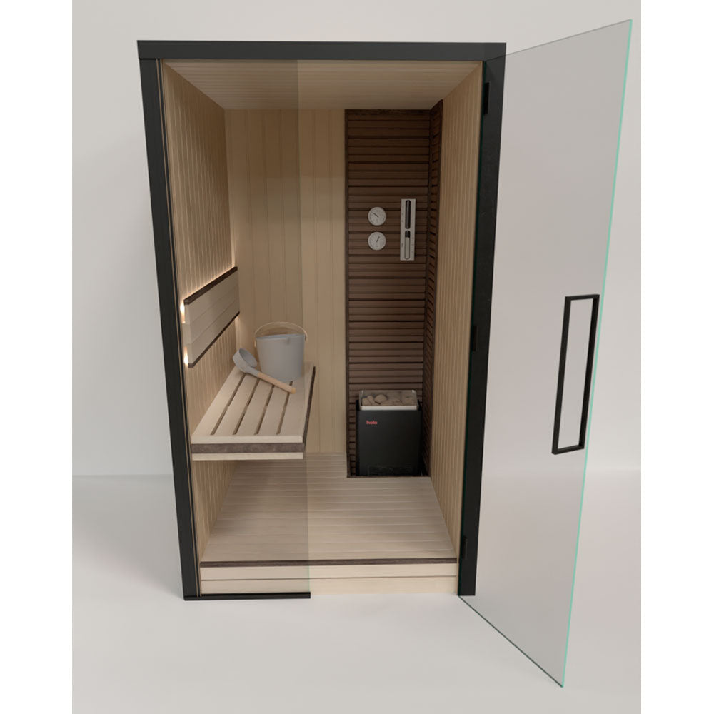 SAUNA LOTFY 1218 ABACHI+FRENTE DE VIDRO+2 FACES VISTAS OBS