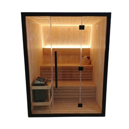 SAUNA ABETO+FRONTAL ALUMINIO+CRISTAL 190*176*210 PLUG & PLAY