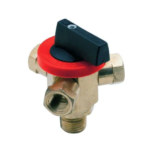 VÁLVULA DE 3 VIAS ROSCA MACHO 1/4" - SAÍDA 1/8" RH